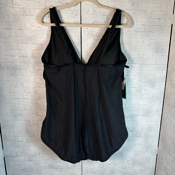 AQUA Green Black one piece Swimsuit coastal summer adjustable straps plus size - Picture 6 of 13